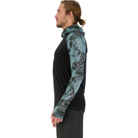 Midlayer Merino Temple Tech Hood Sage Tie Dye Black [2]