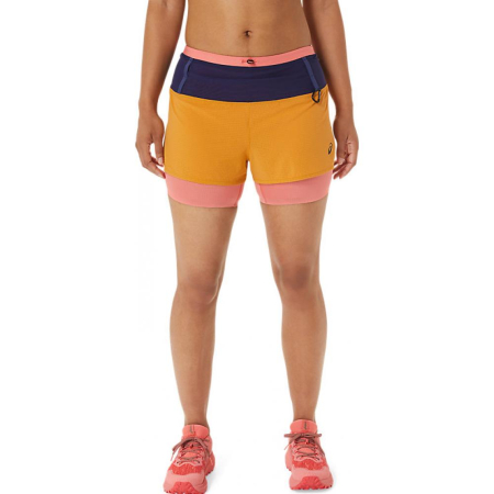 Alergare - PANTALONI SCURTI ASICS FUJITRAIL 2-N-1 PAPAYA