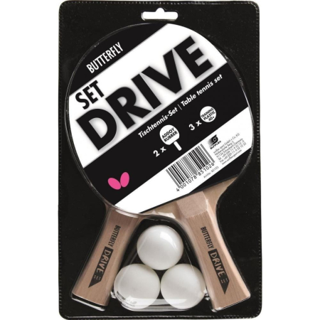 Tenis de masa - Set Palete BUTTERFLY pentru tenis de masa DRIVE, 2 Palete + 3 Mingi