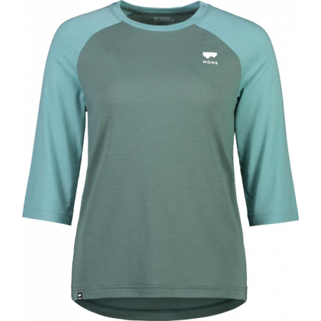 Bike - Tricou ciclism merino Mons Royale W Tarn Merino Shift Raglan 3/4 Sage / Burnt Sage
