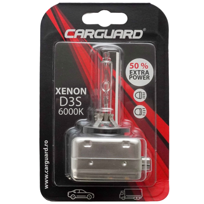 Pachet 2 x Bec Auto Xenon CARGUARD D3S 6000K - Lumină Alb Rece, +50% Putere Luminoasă (42V) [2]