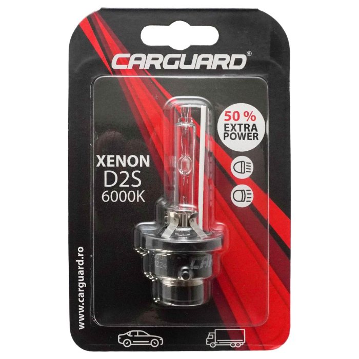Bec Auto Xenon CARGUARD D2S 6000K - Lumină Alb Rece, +50% Putere Luminoasă [2]