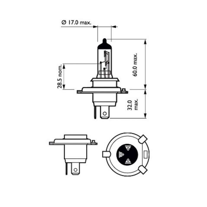 Bec Far H4 60/55W 12V Racing Vision GT200 Philips (Blister) [3]