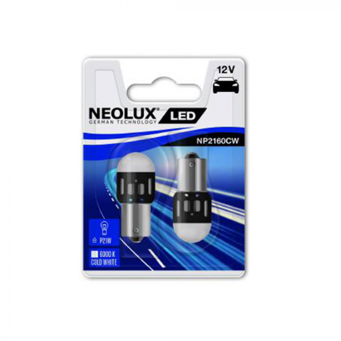 Set 2 buc Bec Led 12V 1.2W Ba15S Blister Neolux
