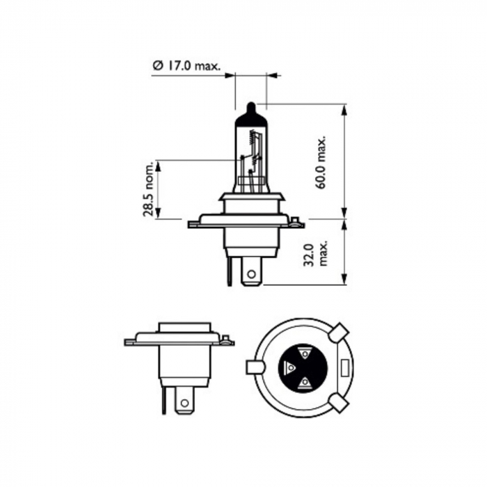 Pachet 2 Becuri Moto H4 Vision 12V 60/55W Philips (Blister) [3]