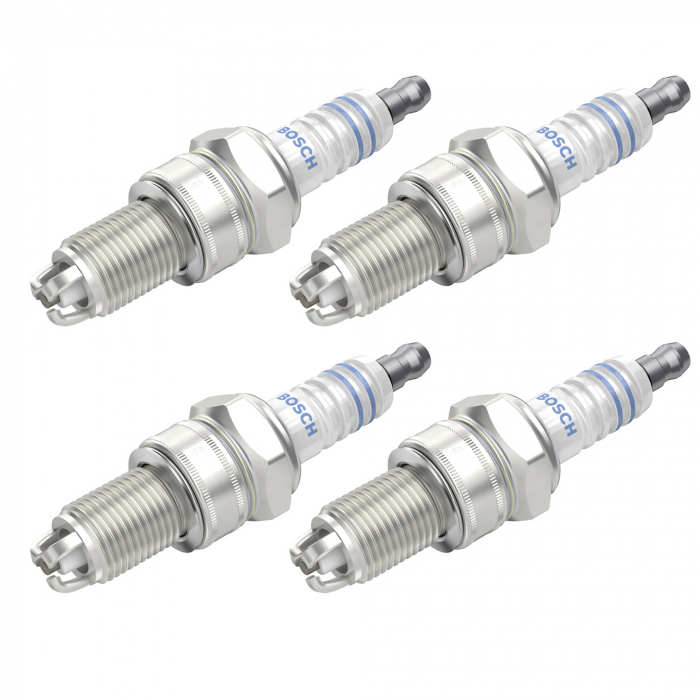 Set 4 bujii scanteie Bosch pentru Audi 80, 90, 100, A6 C4, Coupe B2 B3, Seat Ibiza II, Toledo, VW Caddy, Golf III IV, Passat, Polo, Scirocco, T4, Vento
