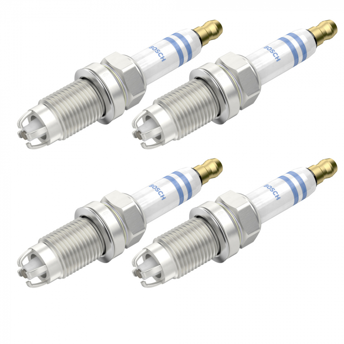 Set 4 bujii scanteie Bosch pentru Audi A2, A3, Skoda Octavia, VW Bora, EOS, Golf, Jetta, Passat, Polo, Touran