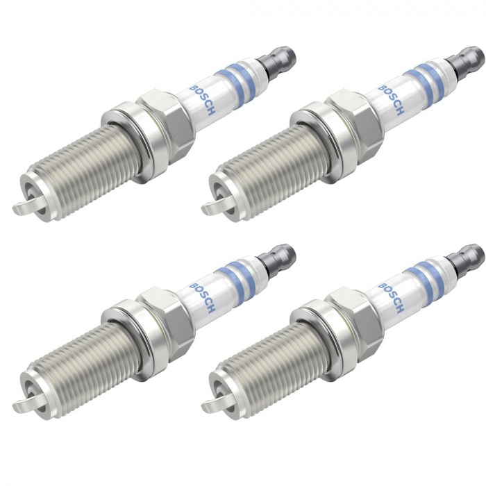 Set 4 bujii scanteie Bosch pentru Hyundai Santa Fe, Infiniti FX, Kia Carnival, Magentis, Nissan 350Z, Maxima, Murano, Pathfinder, Primera, Toyota Aygo, IQ, Land Cruiser Prado, Rav 4, Yaris