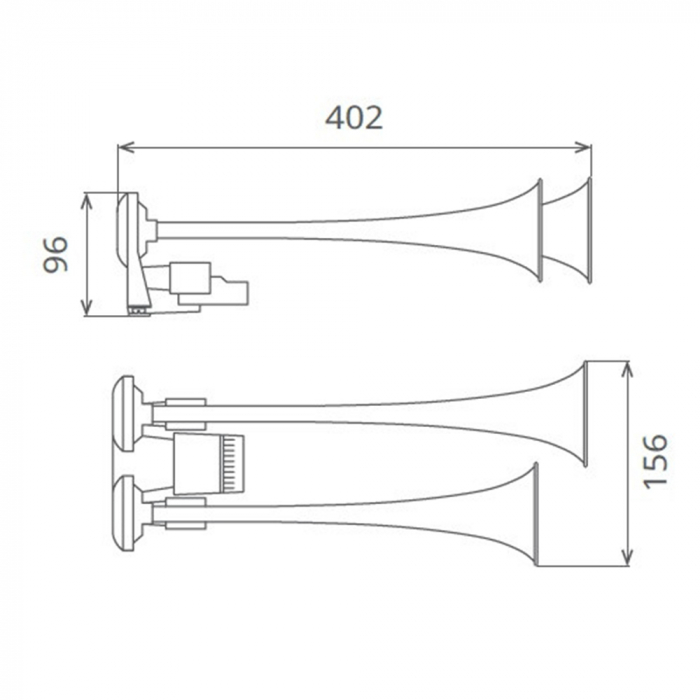 Claxon cu 2 goarne cromate, pentru camion, melodic fast&slow 24V, 1A [4]