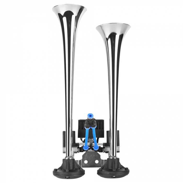 Claxon cu 2 goarne cromate, pentru camion, melodic fast&slow 24V, 1A [3]