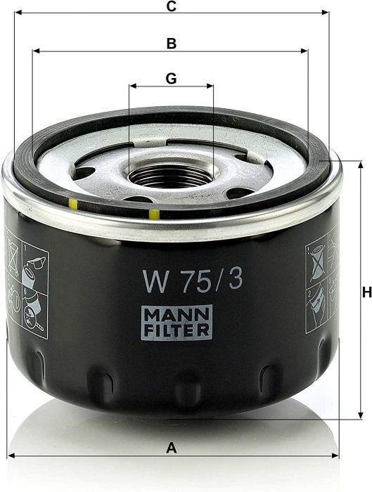 Filtru ulei Mann W75/3 pentru Dacia Dokker/ Duster/ Lodgy/ Logan/ Sandero [2]