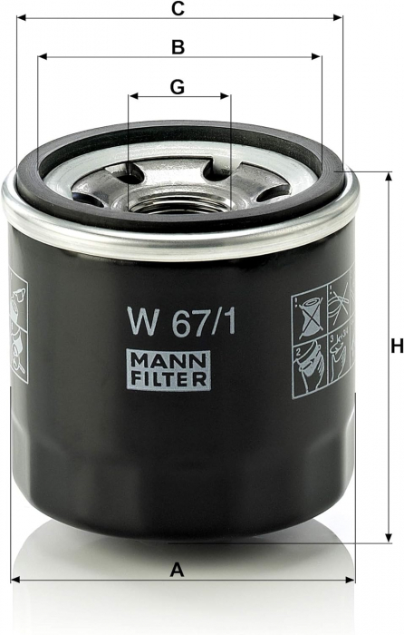 Filtru ulei Mann W 67/1 pentru Kia, Mazda, Nissan, Subaru [2]