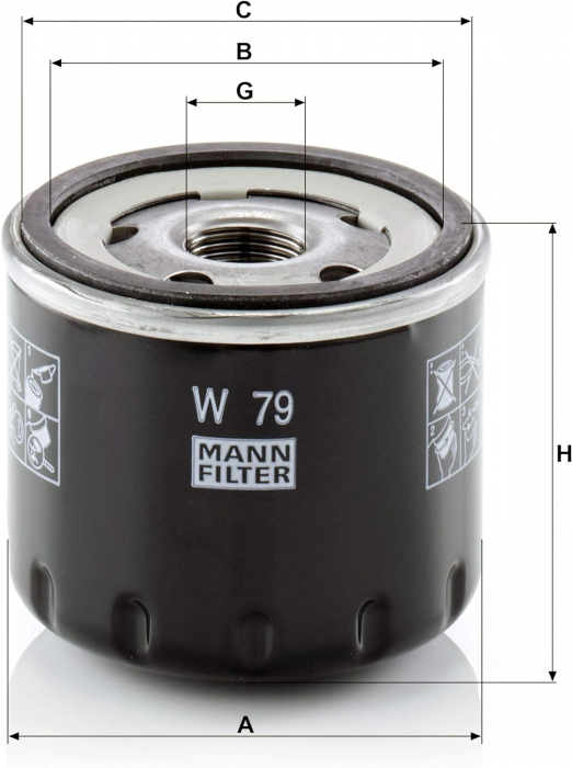 Filtru ulei Mann W 79 pentru Logan/ Sandero/ Duster 1.5 (E5) [2]