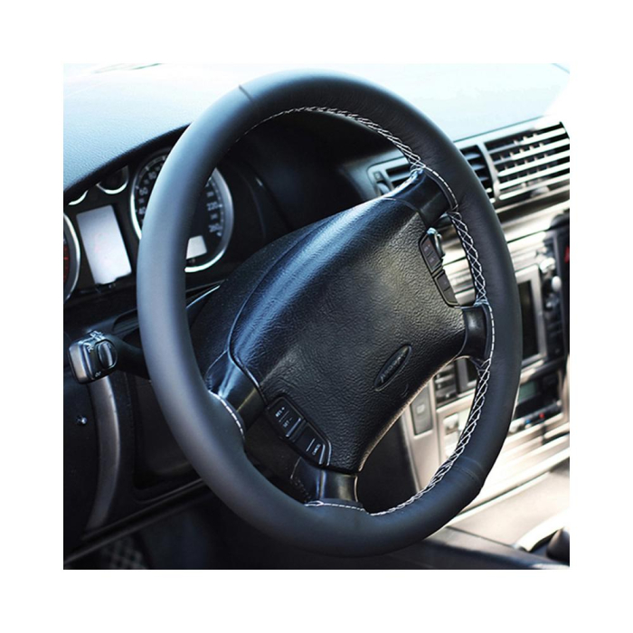 Husă Volan Umbrella cu Snur - Piele Naturală, Negru, 39-40 cm (Cusătură) [3]