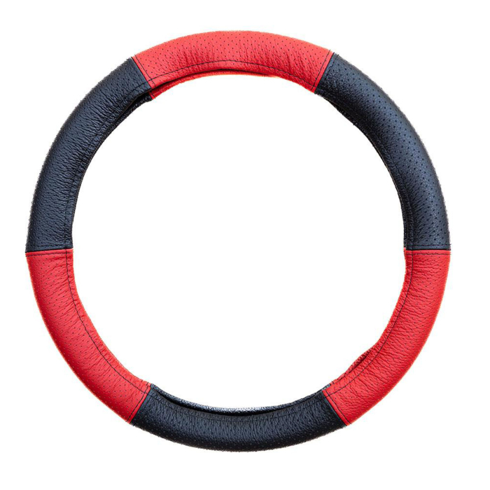 Husă Volan Umbrella Piele Naturală Perforată - Negru/Roșu, 37-39 cm [1]