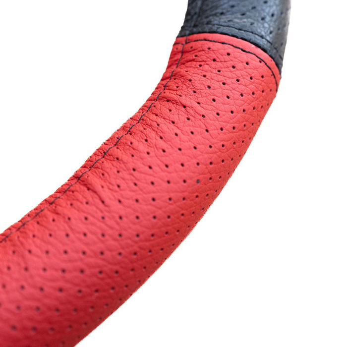 Husă Volan Umbrella Piele Naturală Perforată - Negru/Roșu, 37-39 cm [2]