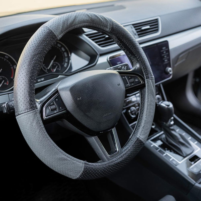 Husă Volan Umbrella Piele Naturală Perforată - Gri, 37-39 cm (Universal, Standard) [3]