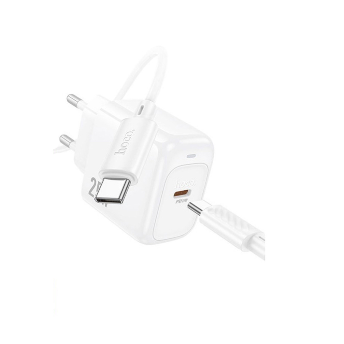 Pachet Încărcător Rețea HOCO CS53A, 25W FastCharge (USB-C) + Cablu USB-C 1 metru, Alb [2]