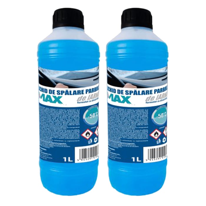 Pachet 2 litri Lichid parbriz iarna 4MAX -50  C, 1 litru, gata preparat