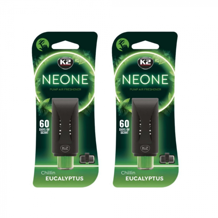 Pachet 2 x odorizant auto grila ventilatie Puf-Puf K2 NEONE EUCALIPT (Unisex)