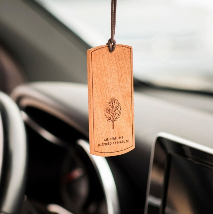 Odorizant Auto din Lemn Masiv K2 EVOS BOSS, Parfum Lemnos (Trandafir, Argan, Patchouli), Design Elegant Dog Tag [5]