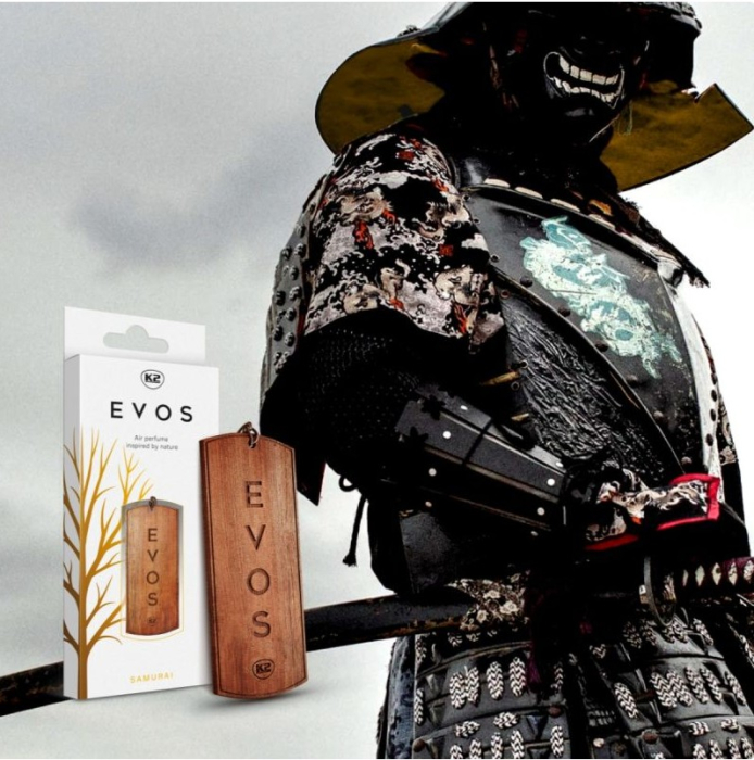 Odorizant Auto din Lemn Masiv K2 EVOS SAMURAI, Parfum Oriental (Portocală, Cardamom, Vanilie), Design Dog Tag [2]