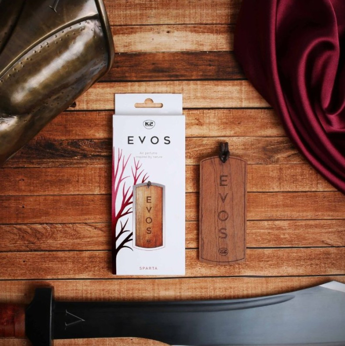 Odorizant Auto din Lemn Masiv K2 EVOS SPARTA, Parfum Chypre (Grapefruit, Cedru, Mosc), Design Elegant Dog Tag [3]