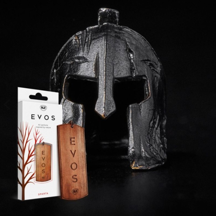 Odorizant Auto din Lemn Masiv K2 EVOS SPARTA, Parfum Chypre (Grapefruit, Cedru, Mosc), Design Elegant Dog Tag [2]