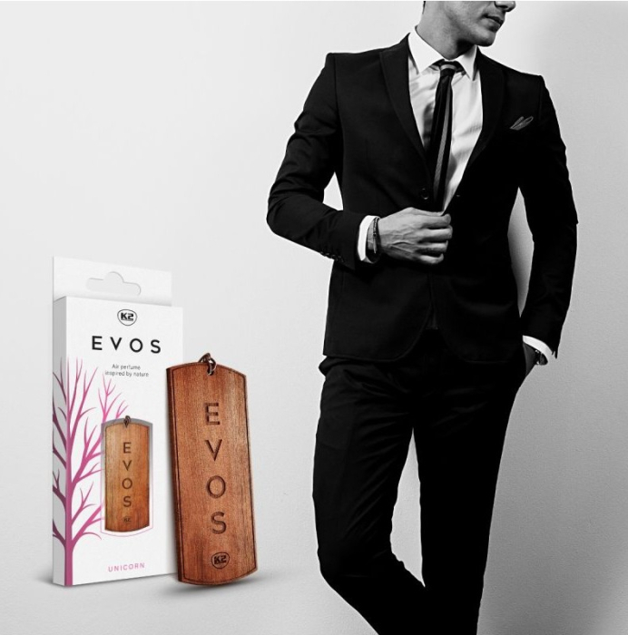 Odorizant Auto din Lemn Masiv K2 EVOS UNICORN, Parfum Fructat (Piersică, Plumeria, Santal), Design Dog Tag [2]