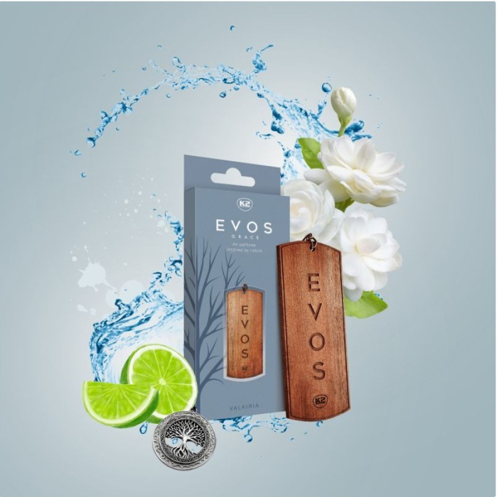 Odorizant Auto din Lemn Masiv K2 EVOS GRACE VALKIRIA, Parfum Floral-Oriental (Bergamotă, Iasomie, Cacao), Pandantiv Elegant [3]