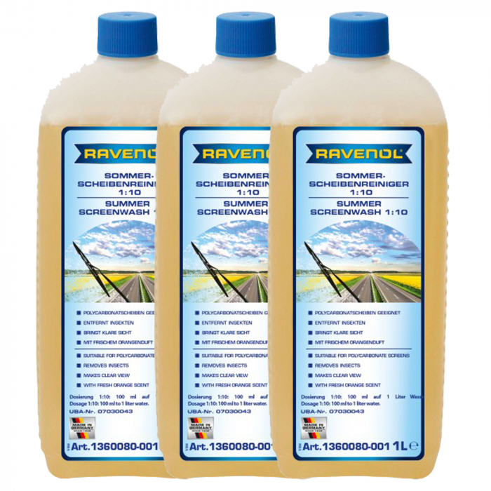 Pachet 3 litri solutie concentrata pentru parbriz Ravenol , miros de portocala
