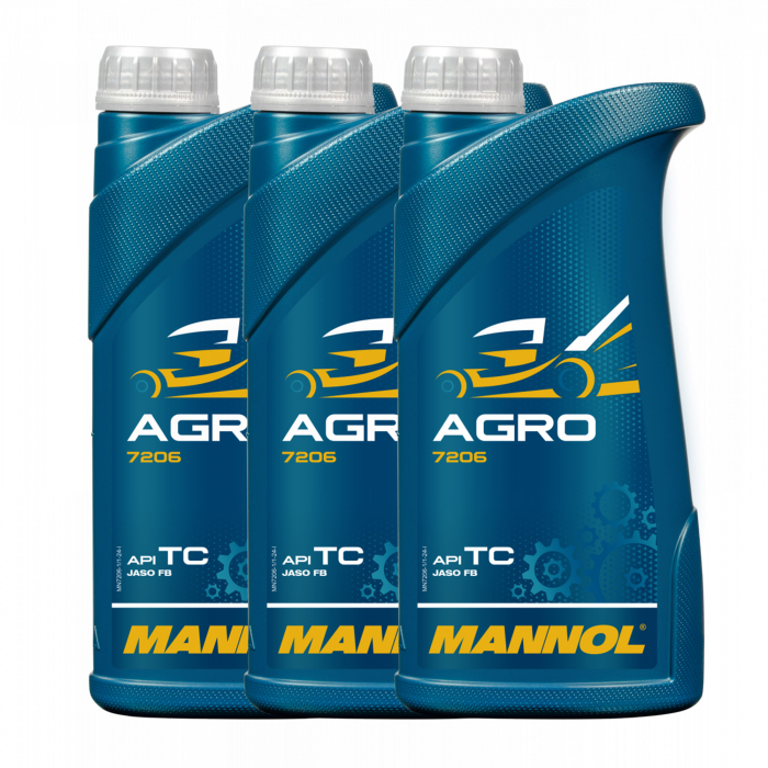 Pachet 3 litri Ulei Motor MANNOL Agro 2-Takt Mineral (Utilaje Grădină, Husqvarna, Culoare Verde) [1]