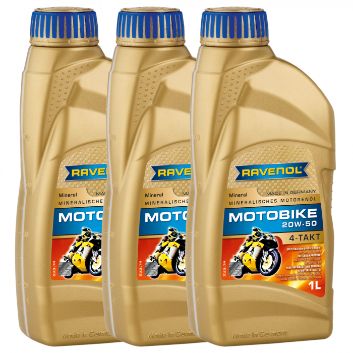 Pachet 3 litri ulei Ravenol Motobike 4T Mineral 20W50