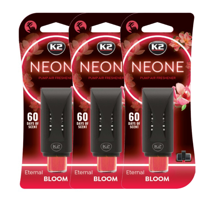 Pachet 3 x Odorizant auto grila ventilatie Puf-Puf K2 Neone Eternal Bloom