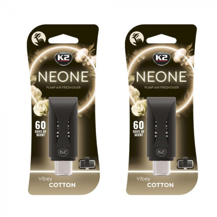Pachet 2 x odorizant auto grila ventilatie Puf-Puf K2 Neone Cotton (Unisex)