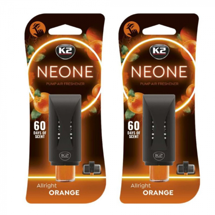 Pachet 2 x odorizant auto grila ventilatie Puf-Puf K2 Neone Orange (Unisex)