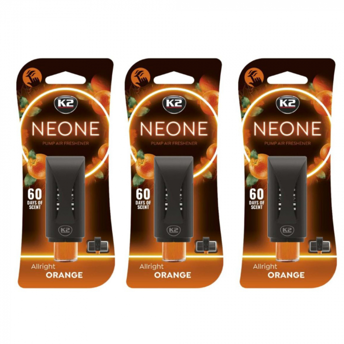 Pachet 3 x odorizant auto grila ventilatie Puf-Puf K2 Neone Orange (Unisex)