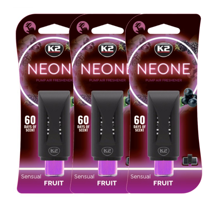 Pachet 3 x Odorizant auto grila ventilatie Puf-Puf K2 Neone Sensual Fruit