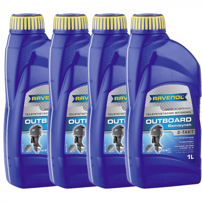 Pachet 4 litri ulei Ravenol 2T Outboardoel Teilsynth