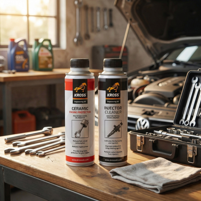 Pachet Tratament Complet Diesel KROSS: Aditiv Curatare Injectoare + Protectie Ceramica Motor (2 x 250ml), Restabilire Putere si Reducere Consum [2]