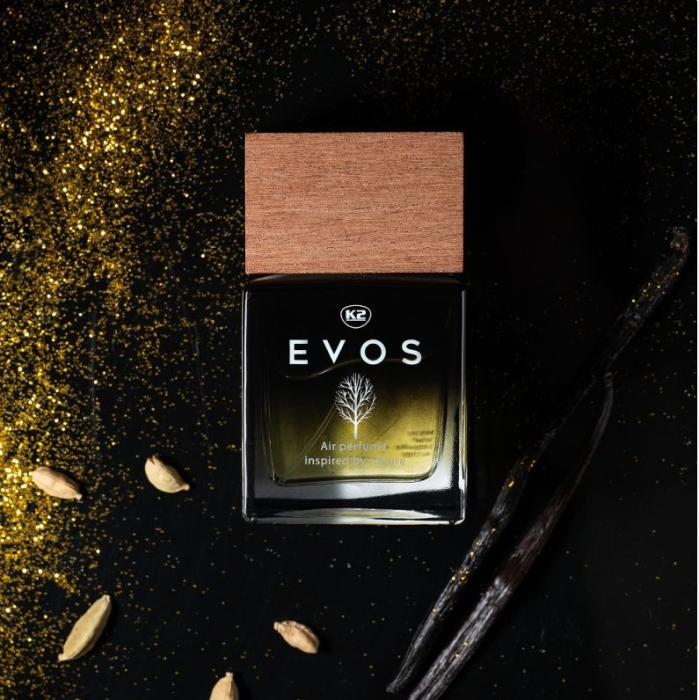 Parfum Auto Spray K2 EVOS SAMURAI 50ml, Aromă Orientală (Portocală, Cardamom, Vanilie), Sticlă cu Dop de Lemn [4]