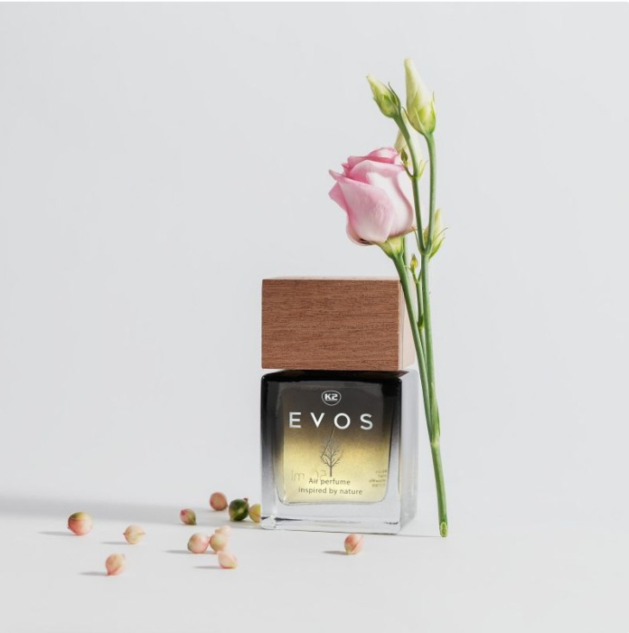 Parfum Auto Spray K2 EVOS UNICORN 50ml, Aromă Fructată (Piersică, Plumeria, Santal), Sticlă cu Dop de Lemn [4]