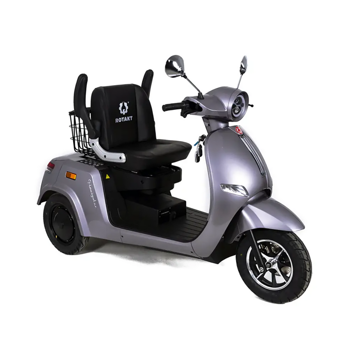 Triciclu Electric Rotakt Navigator cu Doua Motoare De 400W Viteza 25 km h Autonomie 80 km Baterie plumb-acid 60V 20Ah Greutate maxima 300kg, Fara permis