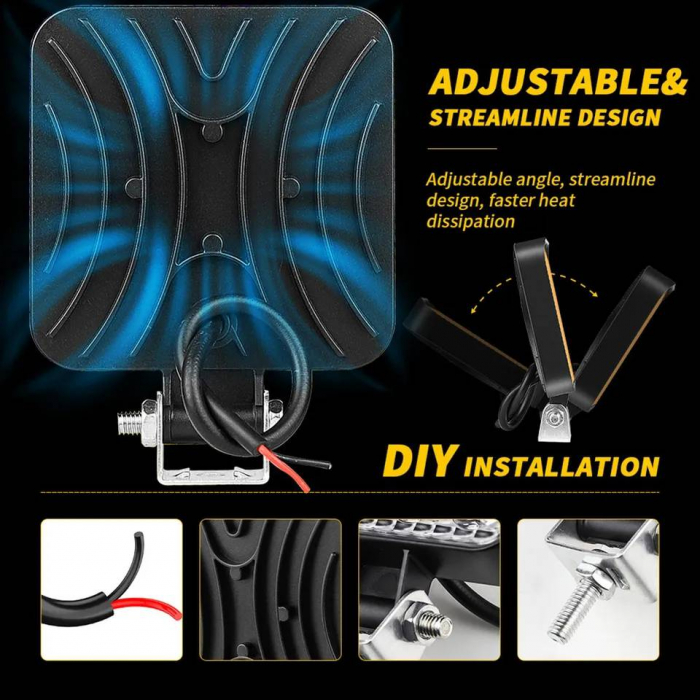 Proiector LED auto Offroad 16 led 48W patrat [7]