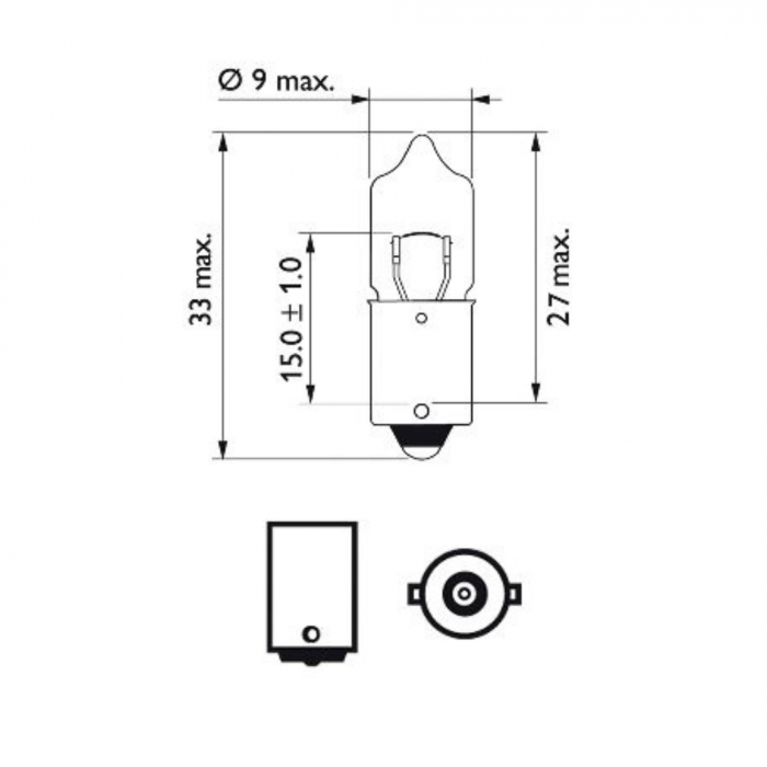 Set 10 Becuri Auxiliare H10W 12V 10W BA9S [3]