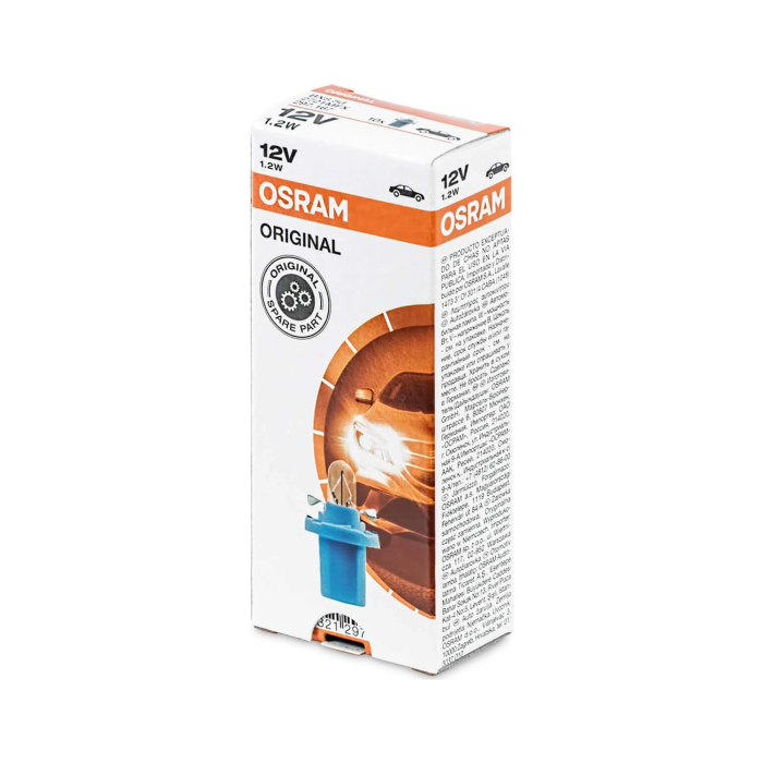 Set 10 Becuri Bord BX8.5D, Soclu Albastru, 12V 1.2W,  Osram