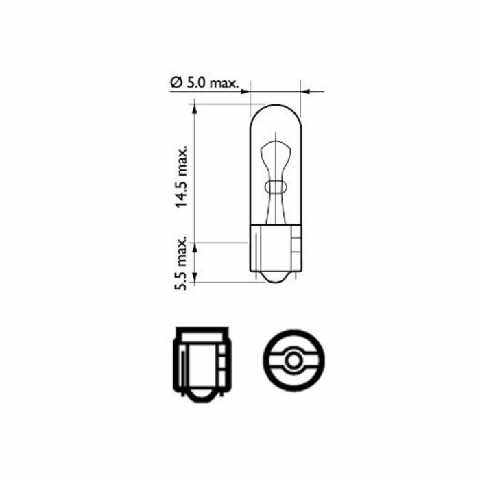 Set 10 Becuri Fara Soclu W1.2W 12V Philips [3]
