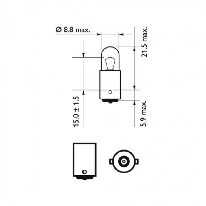 Set 10 Becuri Pozitie Fata T4W 12V Philips [3]