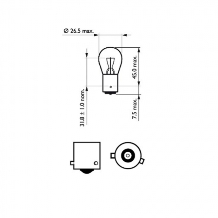 Set 10 Becuri Stop Frana PR21W 12V  Vision Philips [3]