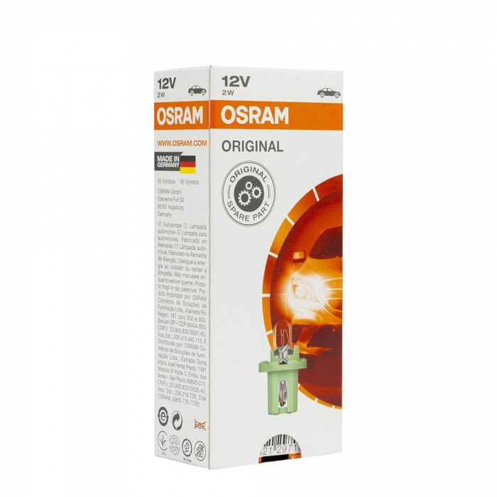 Set 10 Becuri Bord BX8.5D, Soclu Verde Deschis 12V 2W, Osram [2]